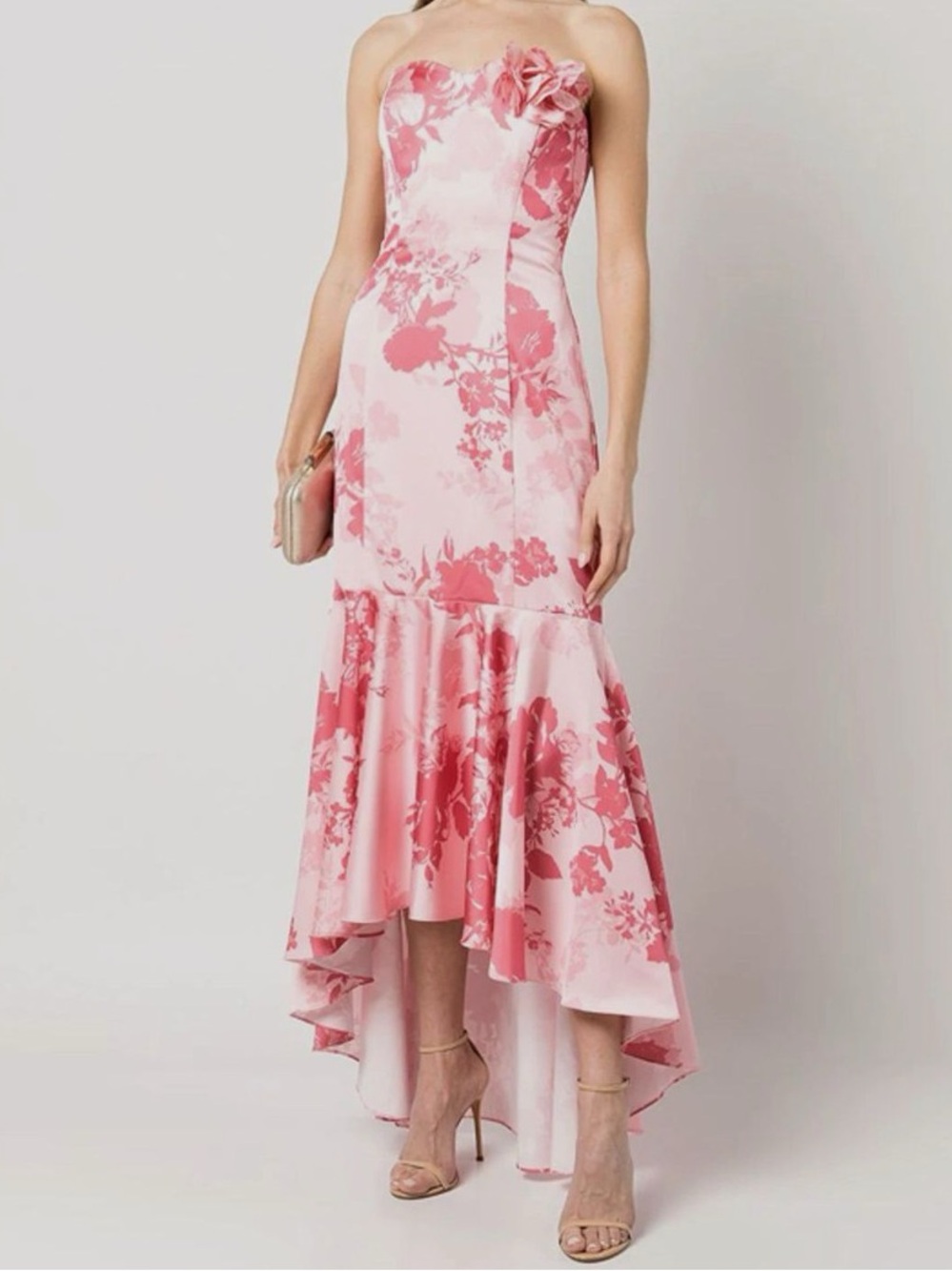 Marchesa Notte Women's Pink Abstract-Printed Gown Size 8 Floral